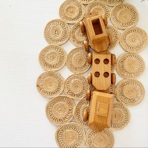 Vintage Handmade Wooden Train Cars Set of 3